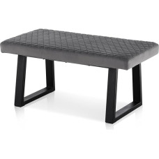 CLIPOP 100 cm aksominis suolas, minkštas suolas, metalinės kojos, svetainė, miegamasis, prieškambaris, valgomasis (pilka)