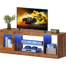 YITAHOME 148 cm TV spintelė televizoriams iki 65 colių su 7 RGB LED 22 režimų apšvietimu TV žaidimų pramogų centras TV lentyna su reguliuojamu stikliniu lentynos stovu svetainei