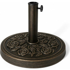 KEPLIN Sonnenschirmständer aus Gusseisen, 12 kg, mit Blumenmuster, robuster Metallständer für Garten, Terrasse, Sonnenschirm, Baldachin, Pavillon, Markise usw. – Durchmesser 45 mm (12 kg, Bronze)