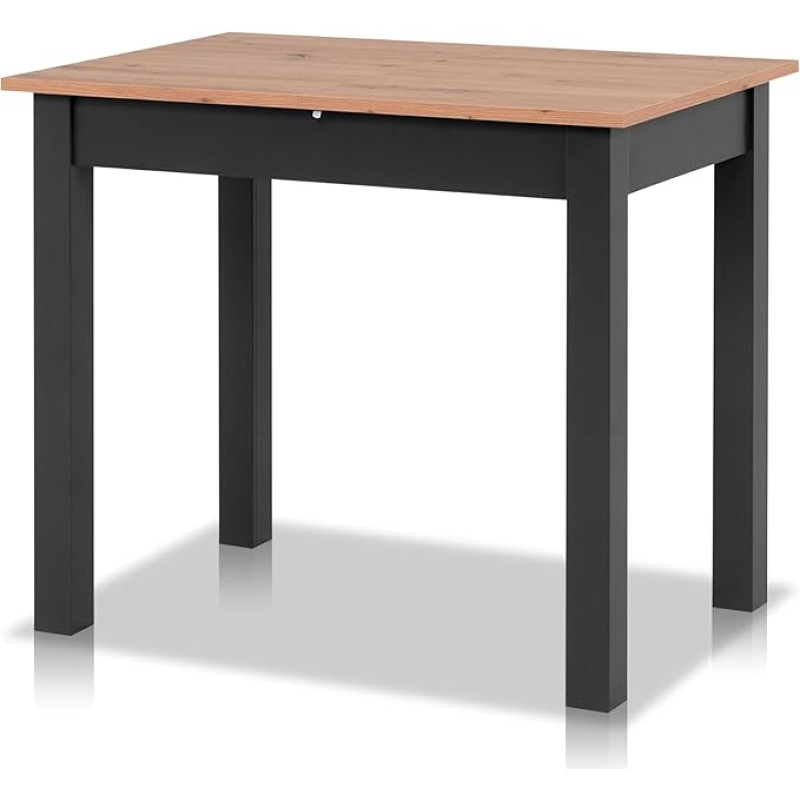 išmanusis valgomojo stalas, 90 x 60 cm, raukšlėto ąžuolo, virtuvės stalas, išplečiamas su prailginimo plokšte iki 130 cm, pagamintas iš inžinerinės medienos, modernus, skirtas iki 6 žmonių