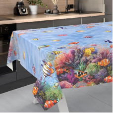 Aliejinė staltiesė, skalbiama, aliejinė staltiesė, sodo staltiesė, lauko, vidaus, 220 x 140 cm, nupjautais kraštais, akvariumas