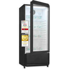 Exquisit CoolPro GKS5180-GT-431D Glass Door Refrigerator, 200 L Drinks Fridge with LED, Recirculation, 3 Adjustable Shelves, Black