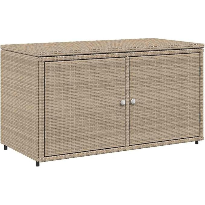 vidaXL Sodo spintelė, komunalinių paslaugų spintelė su daug vietos, šoninė spintelė su durimis, balkono spintelė, terasos spintelė, smėlio spalvos, iš polietileno rotango