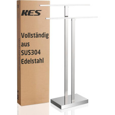 KES BTH231 Hand Towel Rail Standing Towel Rack Bath Towel Holder Stainless Steel 18/8 Double Towel Rail Freestanding Polished