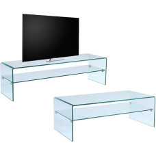 Vente-unique Set Couchtisch + TV-Schrank É?? Hartglas É?? Wohnzimmer Design Stileos