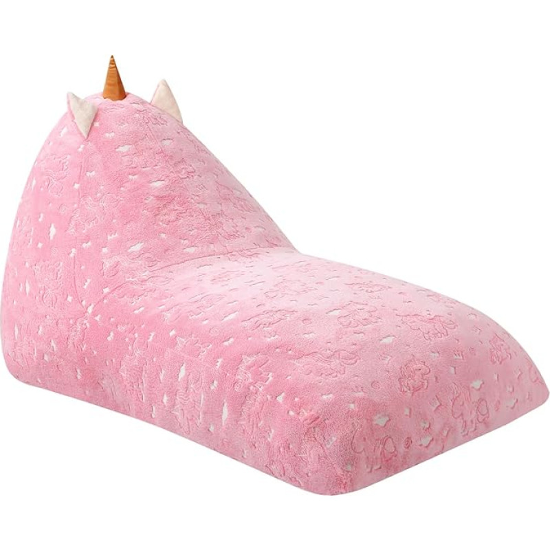 MeMoreCool Bean Bag kėdės vaikams nuo 8 iki 12 metų, didelė vaikiška Bean Bag sofa su užpildu, didelė mažylių poilsio kėdė, tingus grindų gultas mergaitėms ir berniukams, rožinis vienaragis