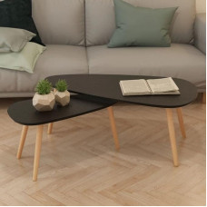 Nesting Coffee End Tables Set of 2, Modern Triangle Stacking Side Table Sofa Console Tables for Living Room, Bedroom, Dining Room, Tea, Home Décor (Black)