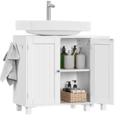 Yaheetech Bathroom Cabinet with 2 Doors, Right or Left Interchangeable, Height-Adjustable Shelf, White, 75 x 30 x 62 cm