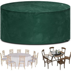 Sodo baldų dangtis, atsparus vandeniui, apvalus, skersmuo 300 x 90 cm, sodo stalo brezentas, atsparus vėjui, lauko stalo dangtis baldų komplektams, apsauginis dangtis, sodo baldai, polietilenas,