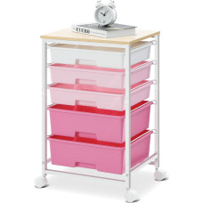 5 stalčių komunalinių paslaugų vežimėlio sandėliavimo stalčius su mediniu viršumi ir užrakinamais ratukais Sandėliavimo vežimėlis 