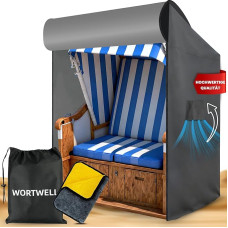 2 vietų paplūdimio kėdės apsauginis užvalkalas, atsparus žiemai, 600D Oxford užvalkalas, 135 x 105 x 175/140 cm, pagamintas iš TPU, atsparus plyšimui ir oro sąlygoms, su vandeniui atspariu užtrauktuku