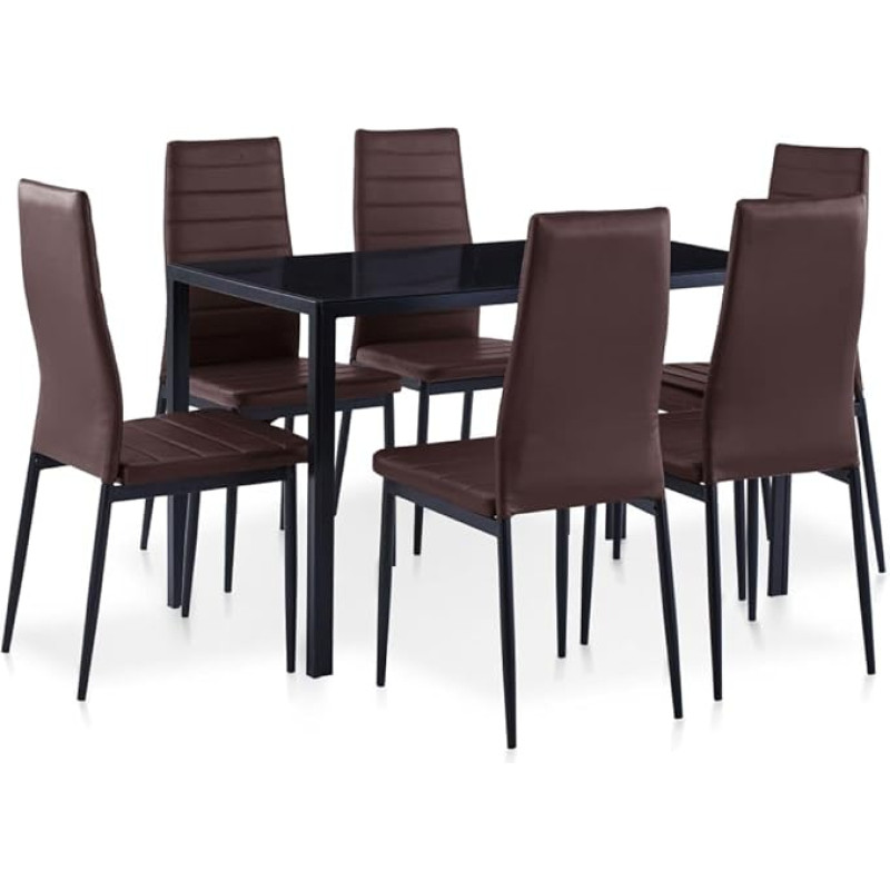 vidaXL 7-Piece Dining Room Table Set Dining Room Set Kitchen Table Dining Room Chair Table Set Dining Table with 6 Chairs Brown