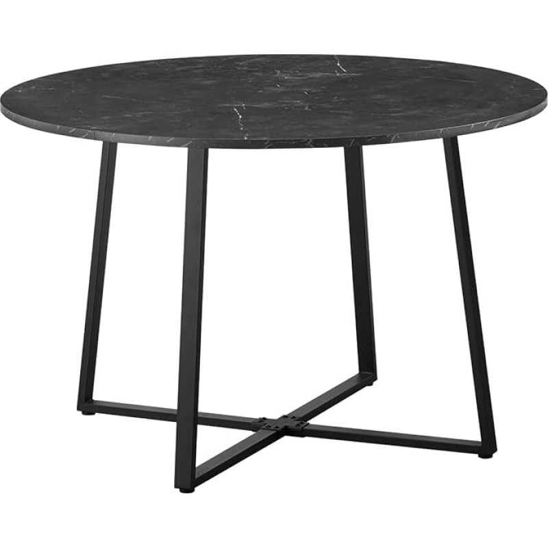 DUBI Möbel NOA valgomojo stalas, apvalus, 110 x 110 cm, valgomojo stalas, virtuvės stalas, medinis virtuvės stalas, valgomasis stalas, modernus pramoninis dizainas, marmuro išvaizda, 11216-US-MSCH