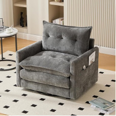 360° pasukamas poilsio krėslas su porankiais, didelė viengulė sofa svetainei, miegamajam, kabinetui ir biurui, modernaus stiliaus krėslas su pagalvėlėmis (pilka)