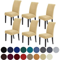 Howhic Stretch Chair Covers for Dining Room Set of 6, Removable Washable Dining Chairs Slipcovers for Dining Room Chairs, Seat Protector, Great Home Decoration and Banquet Upholstery (Champagne, 6