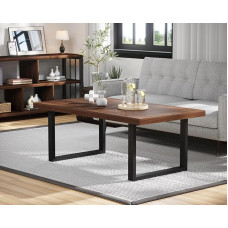 IBF Couchtisch Wohnzimmertisch Schlichter Industrieller Beistelltisch Rechteckiger Couchtisch Holz Kaffeetisch Mitteltisch für Schlafzimmer Büro Walnuss 120cm