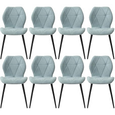 Set of 8 Dining Room Chairs, Kitchen Chairs Made of Linen Diamond Fabric, Padded Chair Filled with High Density Rebound Sponge, Suitable for Dining Room, Kitchen, Living Room, Bedroom - Mint