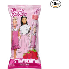 Barbie Strawberry Freeze Pops - Freezable Strawberry Drinks for Children, Pack of 10 - Fruity Refresher in Barbie Design, Ideal for Hot Days, Water Ice, 10 Ice Cream Sticks (10 x 50 ml)