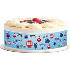 Police Edible Cake Ribbon for Police Cake Decoration / Cake Ribbon Police Pack of 4 20 x 5 cm for Lunch