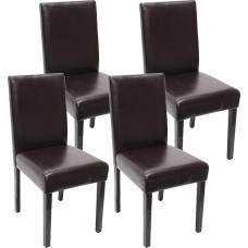 Lot de 4 chaises de séjour Littau, cuir reconstitué, marron, pieds foncés