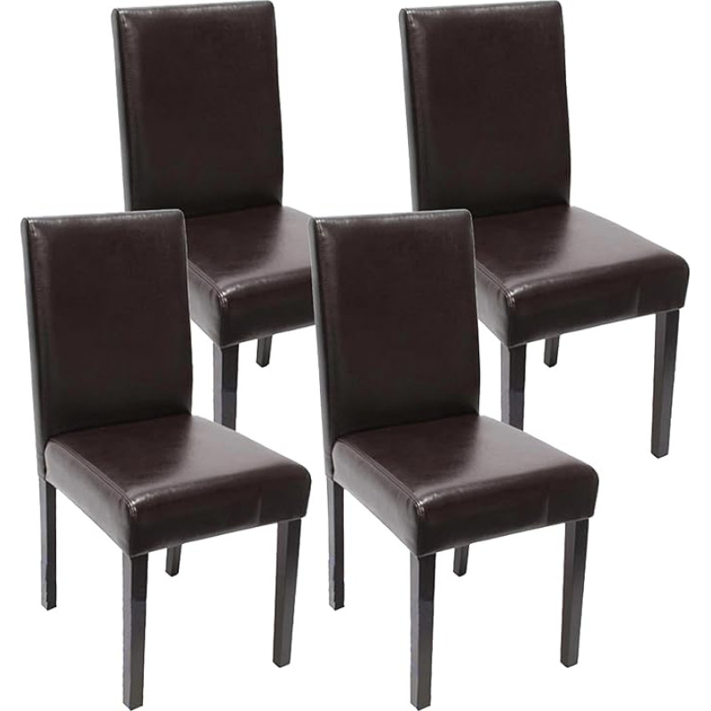 Lot de 4 chaises de séjour Littau, cuir reconstitustitué, marron, pieds foncés