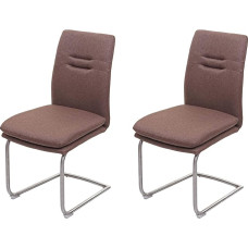 CHEFGASTRO 2 valgomojo kambario kėdžių rinkinys V x Š x D 92 x 47 x 57 cm Sėdynės aukštis 49 cm Audinys / tekstilė Šlifuotas nerūdijantis plienas Ruda virtuvės kėdė Konsolinė kėdė