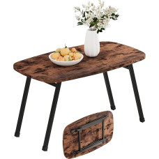 Sulankstomas kavos staliukas Ovalus arbatos staliukas Galinis staliukas Sofos staliukas gyvenamajam kambariui su tvirtomis metalinėmis kojomis, rudas