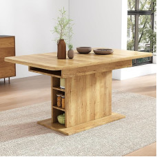 soges Išskleidžiamas valgomojo stalas Valgomojo stalas Virtuvės stalas su daiktadėže Stačiakampio formos virtuvės sala svetainei ir valgomajam Natūralus