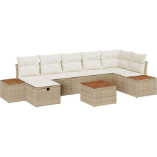Modelis3360980 8 dalių sodo sofos komplektas su pagalvėlėmis, smėlio spalvos, 