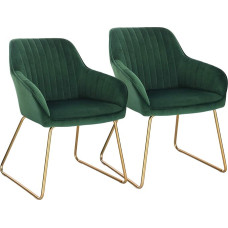 Woltu #1659 Dining Room Upholstered Chairs, Living Room Chair with Armrests, Seat Made of Faux Leather, Metal Legs, Antique Leather Look, Set of 2