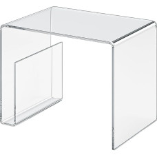 High Quality Acrylic Glass Side Table with Newspaper Compartment, Clear, 48 x 32 cm, H 38 cm, Acrylic Glass Thickness 8 mm