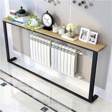 JYHHCYS Schmaler Konsolentisch Schmaler Beistelltisch Mit Ablagefläche, Offener Stauraum, Langer, Schmaler Tisch Für Hinter Dem Sofa, Metallgestell & Holzablagen(35x8x24in/89x20x61cm)