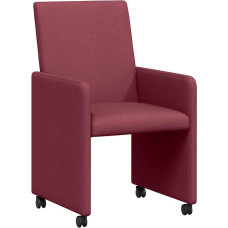 vidaXL Valgomojo kėdės su ratukais, 2 vnt., vyno raudonos spalvos, 57 x 66 x 94 cm, audinys, modernios ergonomiškos valgomojo kėdės su ratukais - elegantiškos šeimai, funkcionalios ir patogios sėdynės