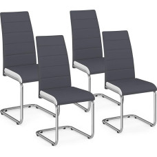 IDMarket - Set of 4 Mia Dining Chairs Grey with White Border