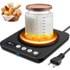 MQFORU Sourdough Starter Warmer, Precise 1 °C Thermostat Control (21-38 °C), Sourdough Heating Mat, Warmer for Sourdough Starter, 0-24 Hours Timer, Auto On/Off, Memory Function (Black)