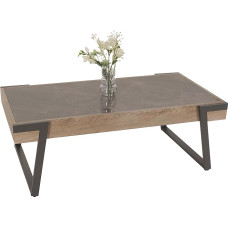 Mendler HWC-L89 Kavos staliukas 43 x 120 x 64 cm Geležies sukepintas akmuo Marmuro išvaizda Pilka mediena Pilka/ruda