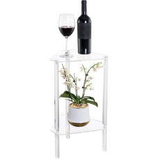 2 pakopų kampinis šoninis staliukas mažoms erdvėms, šoninis staliukas iš skaidraus akrilo, siauras šoninis staliukas, staliukas prie lovos, sus akrilas svetainei, miegamajam, balkonui, biurui