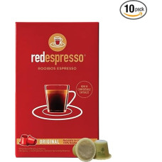 Raudonos Espresso kapsulės 10 x 5 G - tinka Nespresso kavos aparatams - galima naudoti kaip Rooibos arbatą, kavą, Cappuccino, Latte