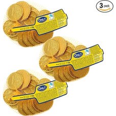 Tik šokolado auksinių monetų tinklelis - 3 rinkiniai po 85 g - elegantiškas pieno šokoladas auksinėje plėvelėje - idealiai tinka Kalėdų Seneliui, Kalėdoms, advento kalendoriui, vaikų gimtadieniui, grįžimui į mokyklą ar vakarėlių maišeliams
