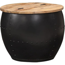 vidaXL Mango Wood Solid Coffee Table with Storage Space Completely Handmade Side Table Living Room Table Sofa Table Coffee Table Round 53 x 43 cm
