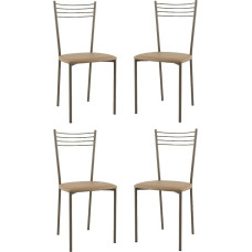 t m c s Tommychairs - 4 modernių Elenos virtuvės ir valgomojo kėdžių rinkinys, tvirtas rėmas iš dažyto plieno, minkšta sėdynė, aptraukta dirbtine kapučino spalvos oda