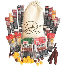 Jerky Geschenkkorb, 26 Stück, einzigartige Snack-Stick-Geschenktüte, verschiedene Snack-Sticks, Fleisch- und Käse-Snack-Packungen, reich an Protein, lustige Geschenkidee für Männer und Frauen
