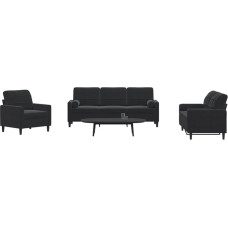 3 dalių sofos komplektas su pagalvėle Sofa Svetainės sofos komplektas Svetainės sofos komplektas Sofos svetainei ir pagalvėlės Juodas aksomas