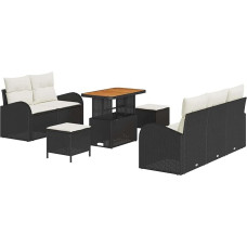 Gartensofa-Set mit Kissen 8 pcs Schwarz Poly-Rattan Gartenmöbel Model3362340