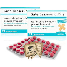 Juokingos tabletės Geros gerinimo tabletės 2 gimtadienio dovanų rinkinys Smagus antistresinis geros nuotaikos elgsenos vakaras Vyras ir Moteris su John Silver® Orakulo posakiais