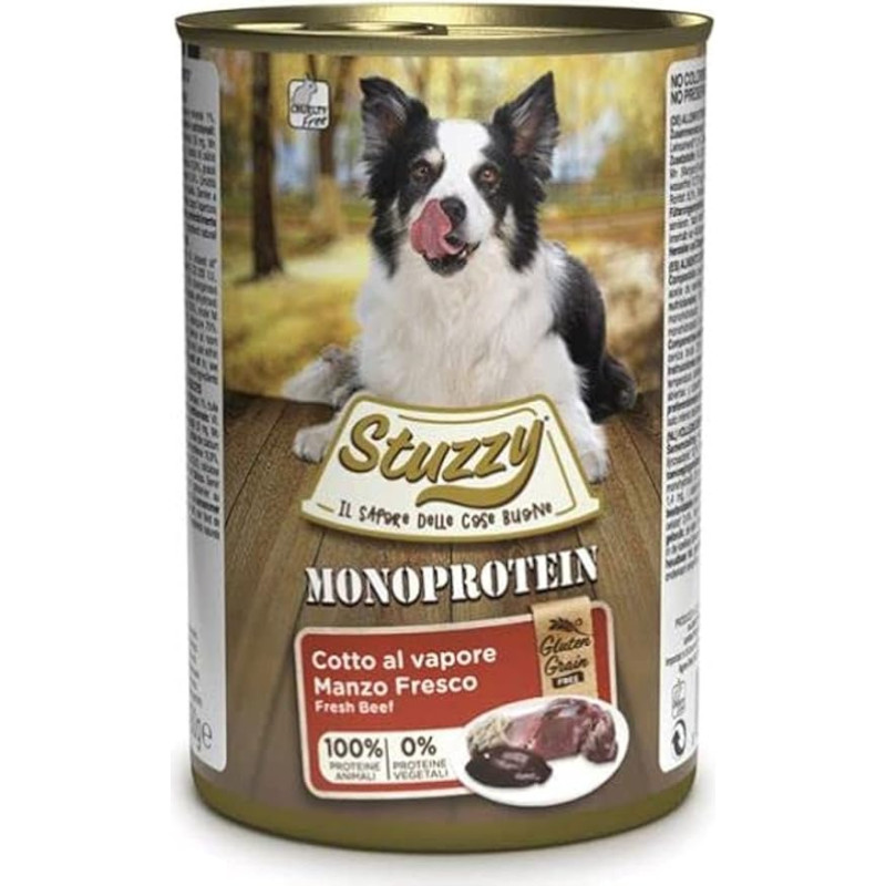 Stuzzy Dog Monoprotein Beef Dog Food Wet 6 skardinės x 400 g 2,4 kg