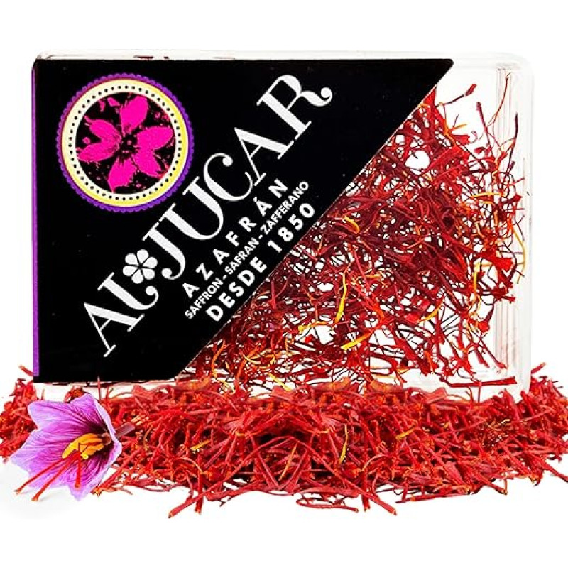 Ispaniškas šafranas siūluose - aukščiausios kokybės 100% natūralus šafranas - šafranas siūluose paellai - maisto gaminimo prieskonis - aukštos kokybės šafrano siūlai (5 g)