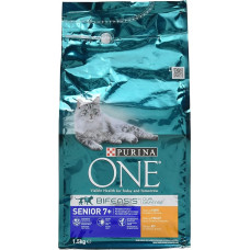 ONE Senior 7+, gausus vištienos ir pilno grūdo sausas kačių maistas, 1500 g