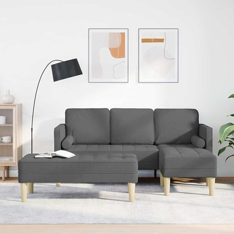 Modulares Sofaset mit Holzrahmen - Dunkelgrau - Polyester - für zeitgenössische Wohnräume Model3329253