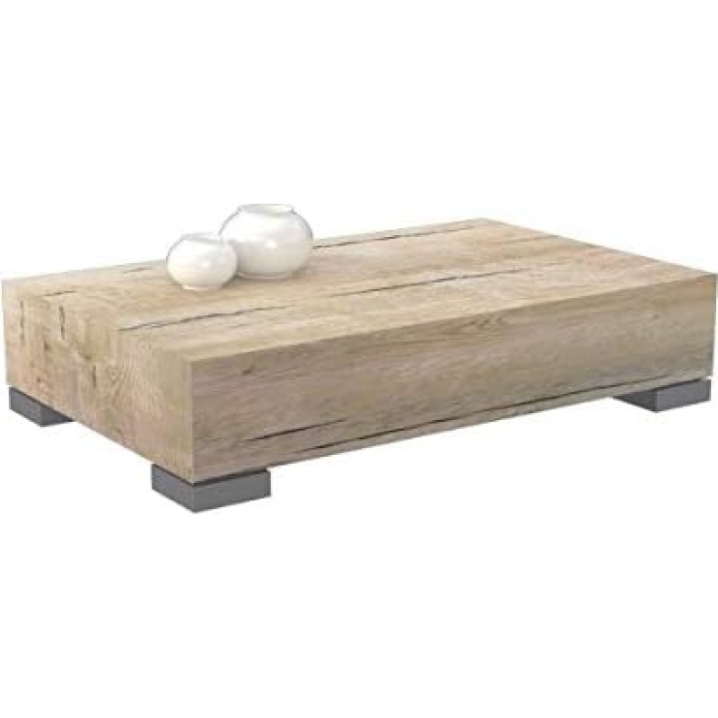 Ve.Ca Italija Couchtisch Milton, 80 x 50 cm, aus Holz, hergestellt in Italien Piedino basso Quercia sherwood